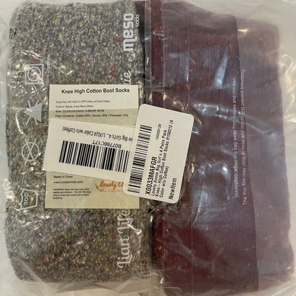 Lovely Annie Big Girls knee length cotton socks 4 pairs - Picture 1 of 2